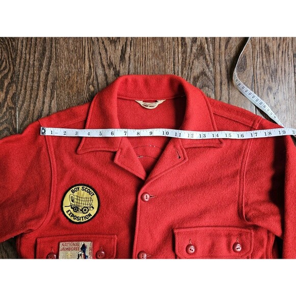 Vintage Boy Scouts of America Jacket 553 Mens 38 Red Wool 60s 70s W/ Badges - Picture 6 of 12